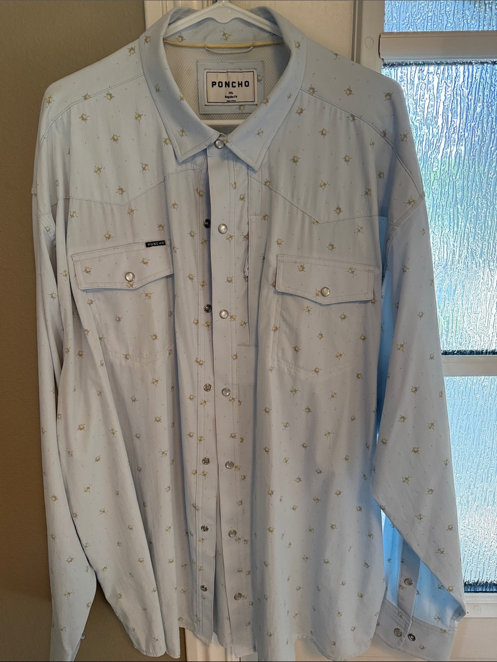 Poncho Men’s Light Blue Western Pearl Snap Shirt